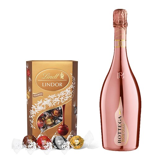 Bottega Gold Rose Sparkling 75cl With Lindt Lindor Assorted Truffles 200g